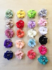 DIY Chiffon Fabric Flower with Pearls and bling Rhinestone Embellishment Craft