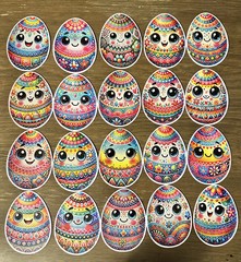 Vibrant Easter Egg Stickers Cute Easter Stickers Bundle of 20 Stickers