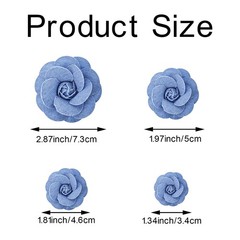 12PCS Fabric Flower Blue Denim Cloth Flowers Ribbon
