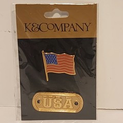 K& Company Metal American Flag and USA Die Cast medals Scrapbook Embellishments
