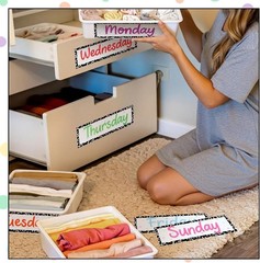 36 Pcs Back to School Days of The Week Stickers for Drawers, Color Large Day …
