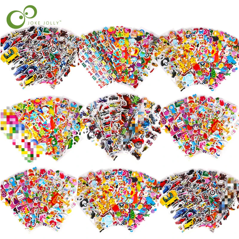 40 Sheets Cartoon Cars Aircraft Animals Princess DIY Stickers Toys PVC Scrapbook
