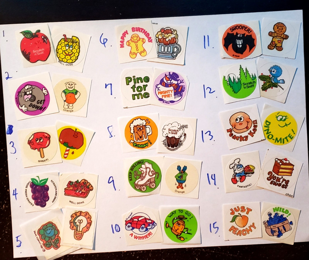 VINTAGE 15 SCENTED STICKER SETS TREND CTP EUREKA 3M PAPER ART SMURFS SNIFFY 80s
