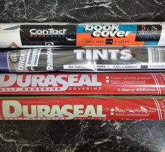 Vintage DuraSeal Adhesive Book Covering Rolls Collectible Brite Colors x4 1990s