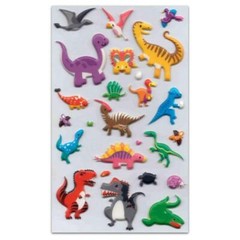 CUTE DINOSAUR STICKERS T Rex Puffy Raised Vinyl Sticker Sheet Craft Scrapbook