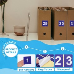 2″ Consecutive Number Stickers, 1 Set Self Adhesive Number Decals, Blue
