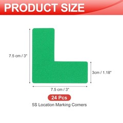 5S Location Marking Corner, (3x3x1.2 Inch, Green) (24Pcs), l -shaped Sticker