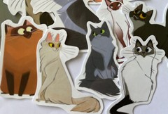 CAT ASSORTMENT Stickers(6pc) •Fuzzy•Meow•Kitten•Pet•Feline •Cute•Fur•Whiskers•