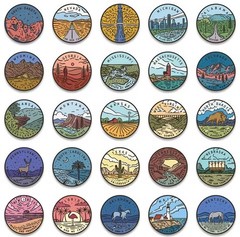 50 USA State Stickers Pack Vinyl 2” Diameter All 50 United States Of America