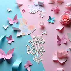 Silver Butterfly Metal Die Cuts Flower for Butterfly Lace Border Carbon Steel Cu