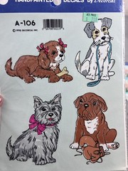 Vintage Decorcal Handpainted Cats Dogs Multi-Color Diary Sticker Decal Lot 4