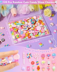 120 Pcs Cute Candy Slime Charms Kawaii Flatback Resin Charms for DIY Phone Case