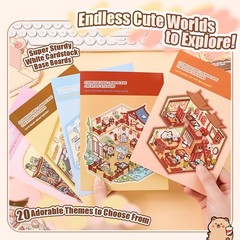 20 Sets 3D Sticker Scenes Miniature House Book for Sticker Therapy Cute Cartoon