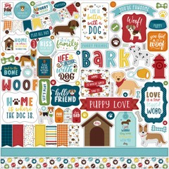 (1) 12×12 Sheet of Echo Park MY DOG Scrapbook Element Stickers