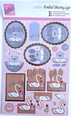 Anita’s Foiled Decoupage Nature Swans Birds Floral Craft Cardmaking 3pc Lot