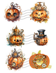 Steampunk Pumpkins Collage Sheet Supplies Scrapbook Junk Journal Card Toppers