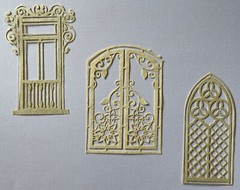 INTRICATE WINDOW/DOORWAY Die-Cuts(3pc)Antique•Key•Front door•House •Stain Glass•