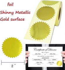 300 Pcs Self Adhesive Gold Embossed Foil Blank Certificate Notary Seal Stickers