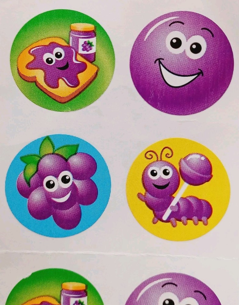 Vtg Scratch ‘n Sniff GRAPE Scent Sandylion Stickers 3 squares 12 Pc
