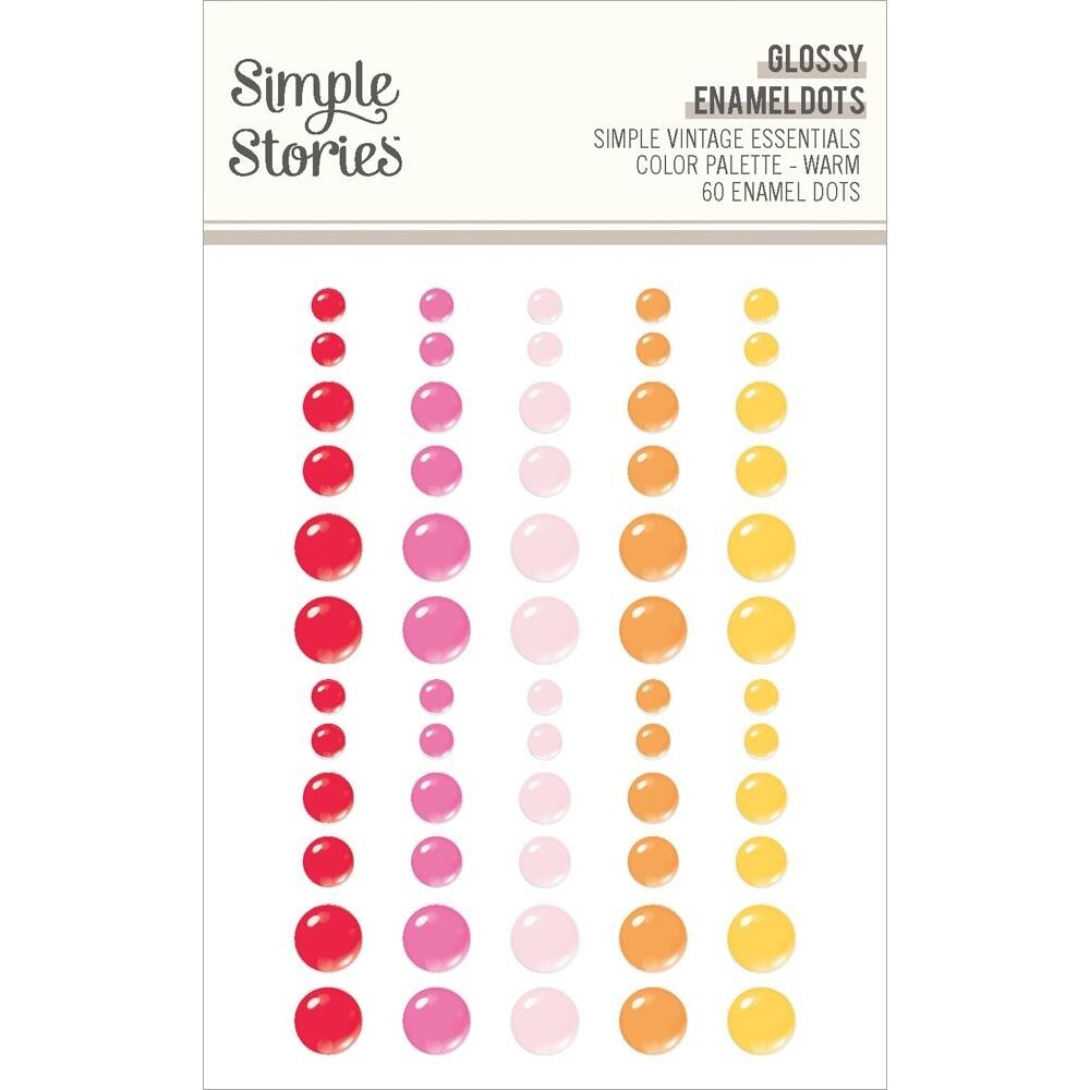 Crafts Enamel Dots SS Sticky Back Simple Vintage Palette Warm Red Pink Orange