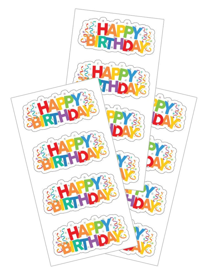 Stickers Crafts PH Slim Happy Birthday Sentiments Bright Confetti Twirls Repeats