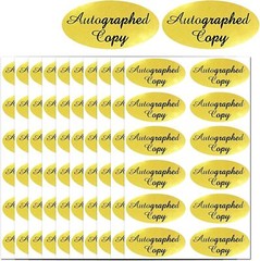 1008 PCS Autographed Copy Stickers – 1 x 2 Inch Oval Gold Foil Labels Gold