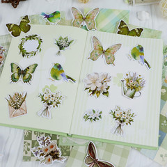 100Pcs Floral Vintage Scrapbook Paper Junk Journal Paper Scrapbook Supplies Kit