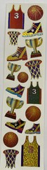 PRISMATIC BASKETBALL Stickers (18pc)2.5″x 10″ Sparkle•Sport•Jersey￼•Trophy•Ball