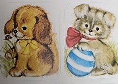 Vintage Stickers 1978 Brandywine Art LTD. Puppy Bunny Squirrel Racoon Incomplete