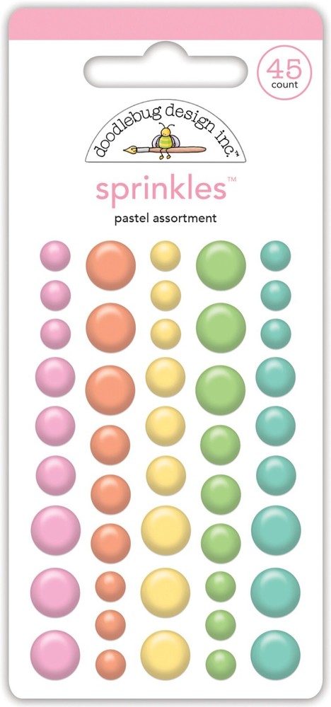Crafts Doodlebug Sprinkles Puffy Dots Pastel Assortment Pink Orange Yellow Blue