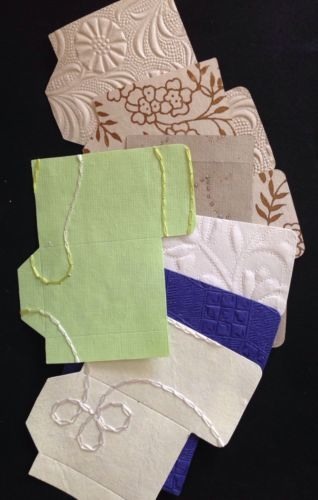 LIBRARY CARD POCKET Die-Cut(4pc) Approx.3″x1-3/4″Handmade Paper •Journaling•Deco