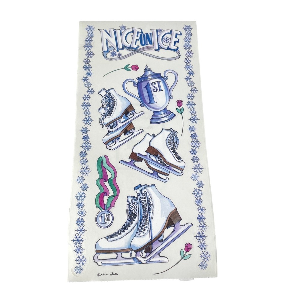 12″ ICE SKATING Skates Borders SCRAPBOOK Stickers by Sticker Parade Y2K