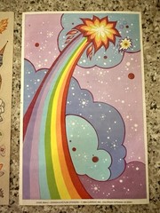 RARE VTG STICKERS CURRENT SPACESHIPS CLEAR RAINBOW STAR LARGE SCENERY SHEET 1984