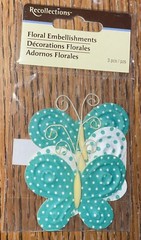 Recollections Teal Green Wht Polkadot Butterfly Butterflies Floral Scrapbook Em