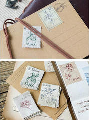 138 Pcs/3 Sets Post Stamp Stickers Retro Cute Plants/Animals Decorative Sticker