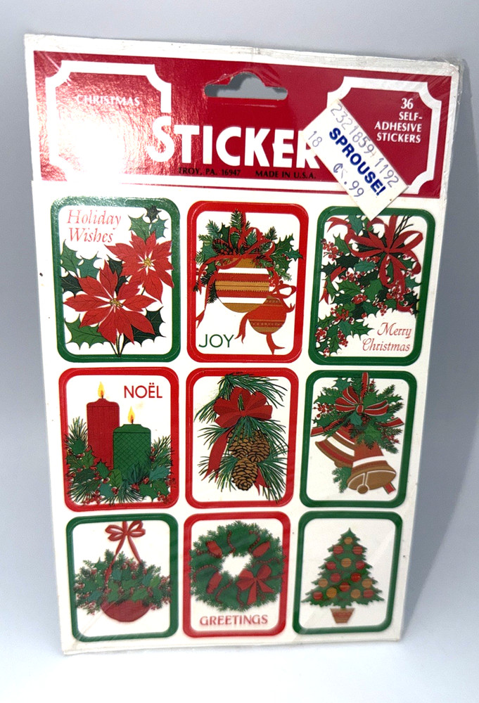 Vintage EUREKA Stickers Christmas Paper Magic Co. Made in USA Sealed 36