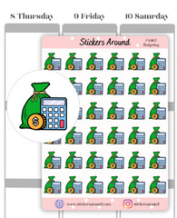 Budgeting Planner Sticker, Budget Planning Icon Sticker, Calendar and Journal