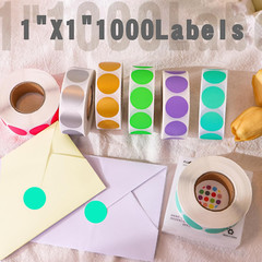 1 Inch round Permanent Adhesive Color- Dot Stickers,1000 per Roll Dots Label Dis