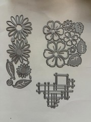 Die Cuts Flowers And Geometric Shape 2 Sets Of Flowers W/ Leaves Brand New!