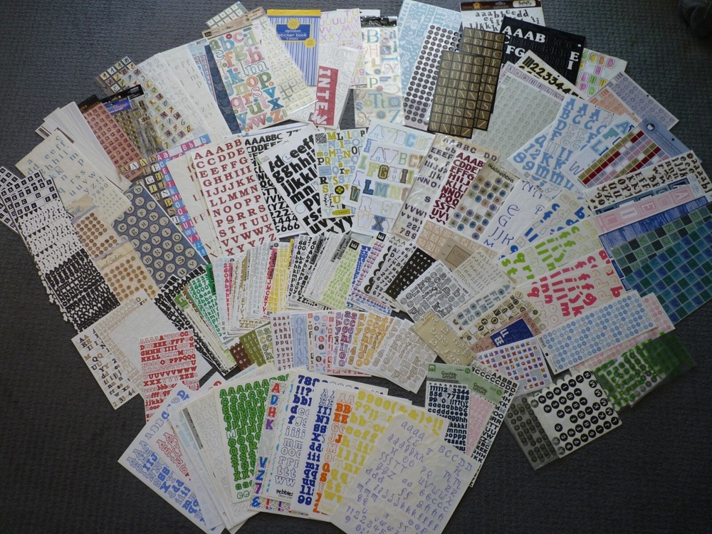 Huge Lot Alphabet Sticker Sheets (200+) Craft Room De-Stash! 5 lbs