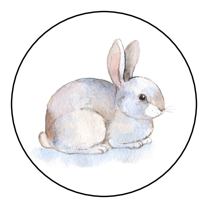 Bunny, Rabbit, Easter stickers, labels, tags, envelope seals,