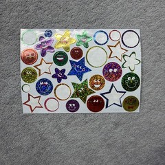Highlights Glitter Sparkle Sticker Star Shapes Smile Smiley Faces Glasses VTG