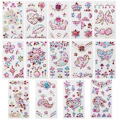 Ourart 14 Sheets Rhinestones Stickers, 14 Sheet Stickers