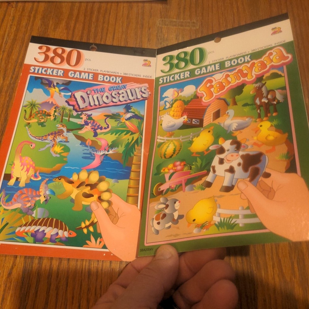 2 – 380 Vintage Twin Seven Sicker Game Books – FARMYARD & THE GREAT DINOSAURS