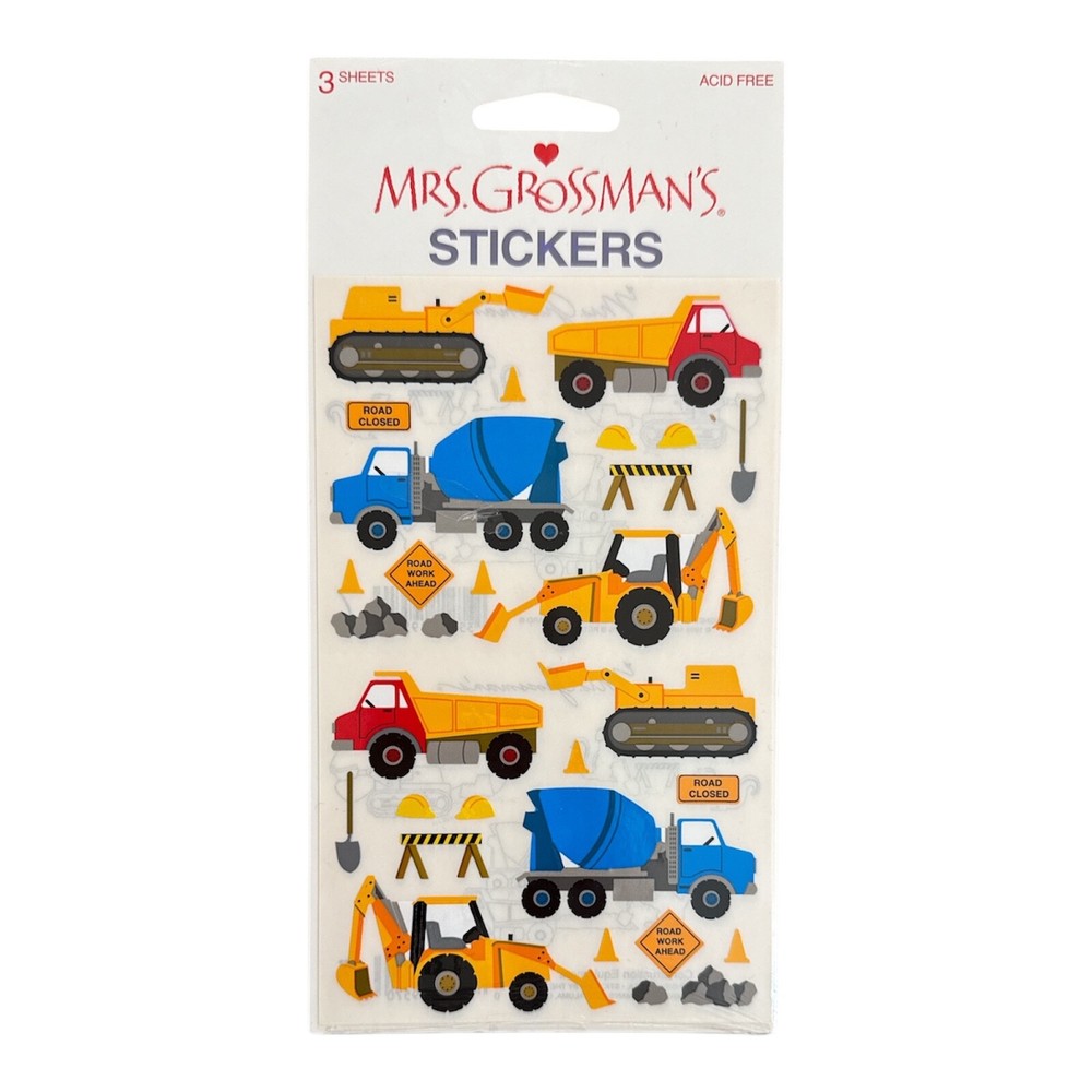 Mrs. Grossman’s Stickers Vintage Construction Trucks Cement Dump Road Signs