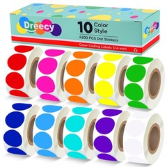 Colored Dot Stickers 3/4″ 10 Color Round Color Coding 4200 PCS Sticky Dots