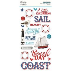 SS Foam Stickers Vintage Seas Nautical Lighthouse Whale Beachy Sailboat Coast