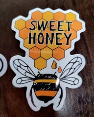 STICKERS x 5 Honey Bee Happy Apiculture Beehive Cartoon Large Sticker BEE1