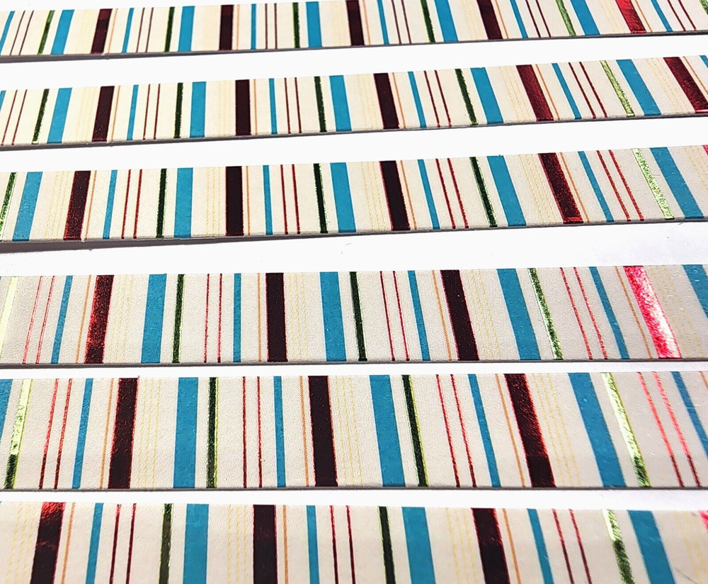 Christmas Candy Stripes Cardstock Borders K&Company Stickers Foil Accent 8pc 6″