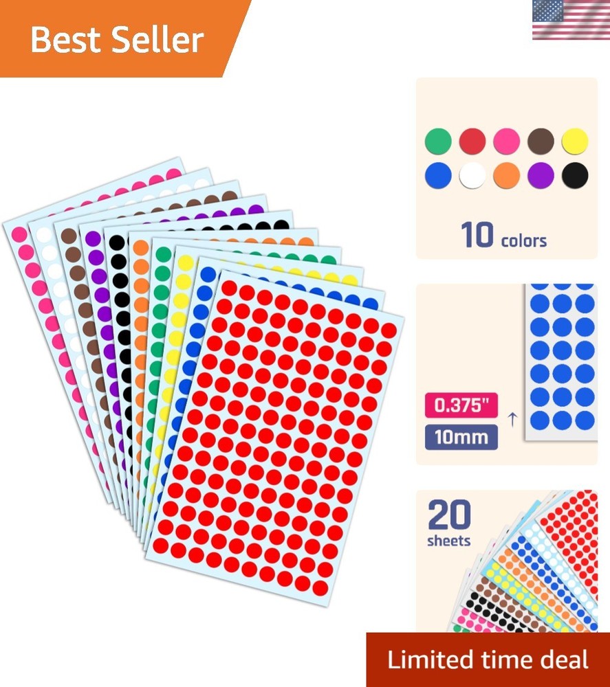 Versatile 3000 PCS Self-Adhesive Colored Dot Stickers for Inventory and Planning